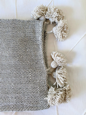 Moroccan Pom Pom — Gray Blanket